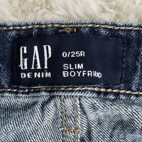 Gap Slim Boyfriend Jeans 0/25 (28x27.5) Blue Denim High Waisted Womens - Picture 4 of 8